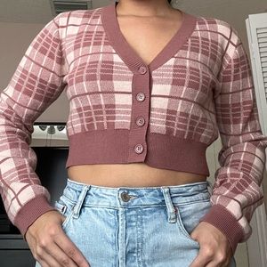 Cropped Sweater from Love Tree. It’s pretty warm and fuzzy. Size S. Mauve color
